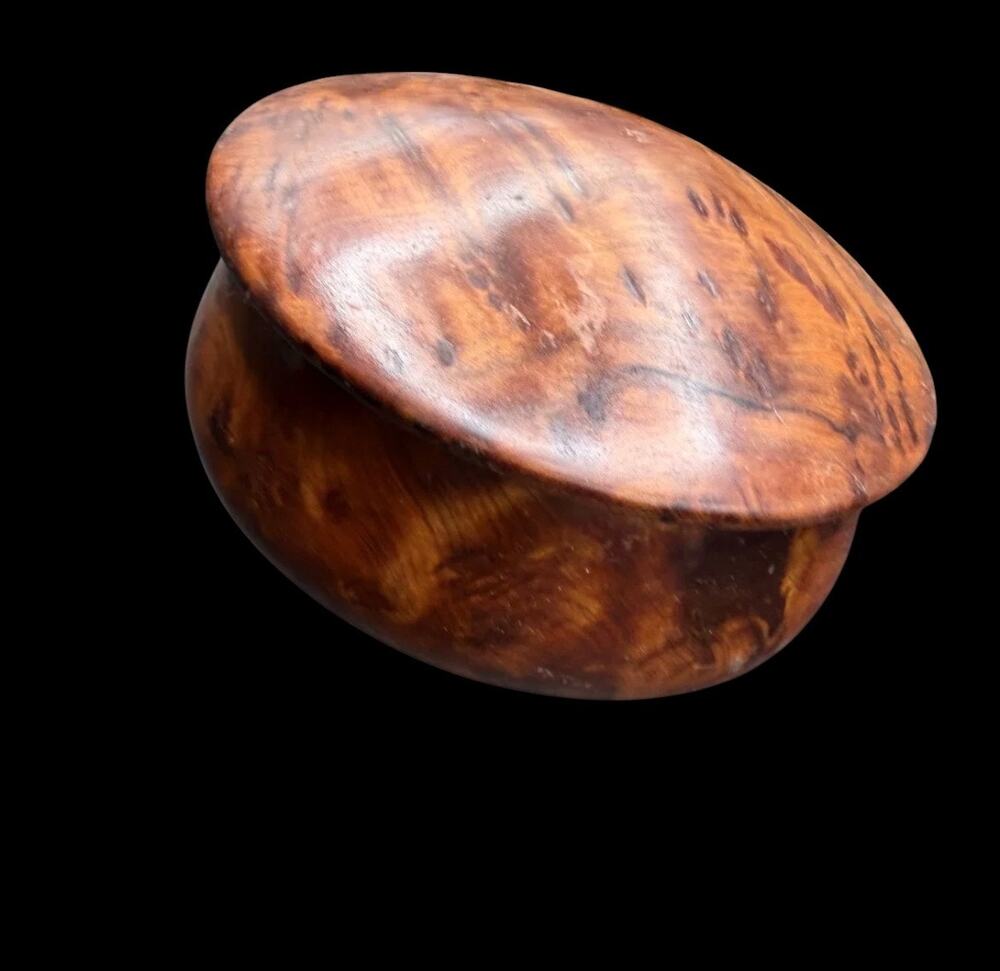 Vintage Moroccan Thuya Wood Burl Mushroom Box – Hand-Turned 4.5"